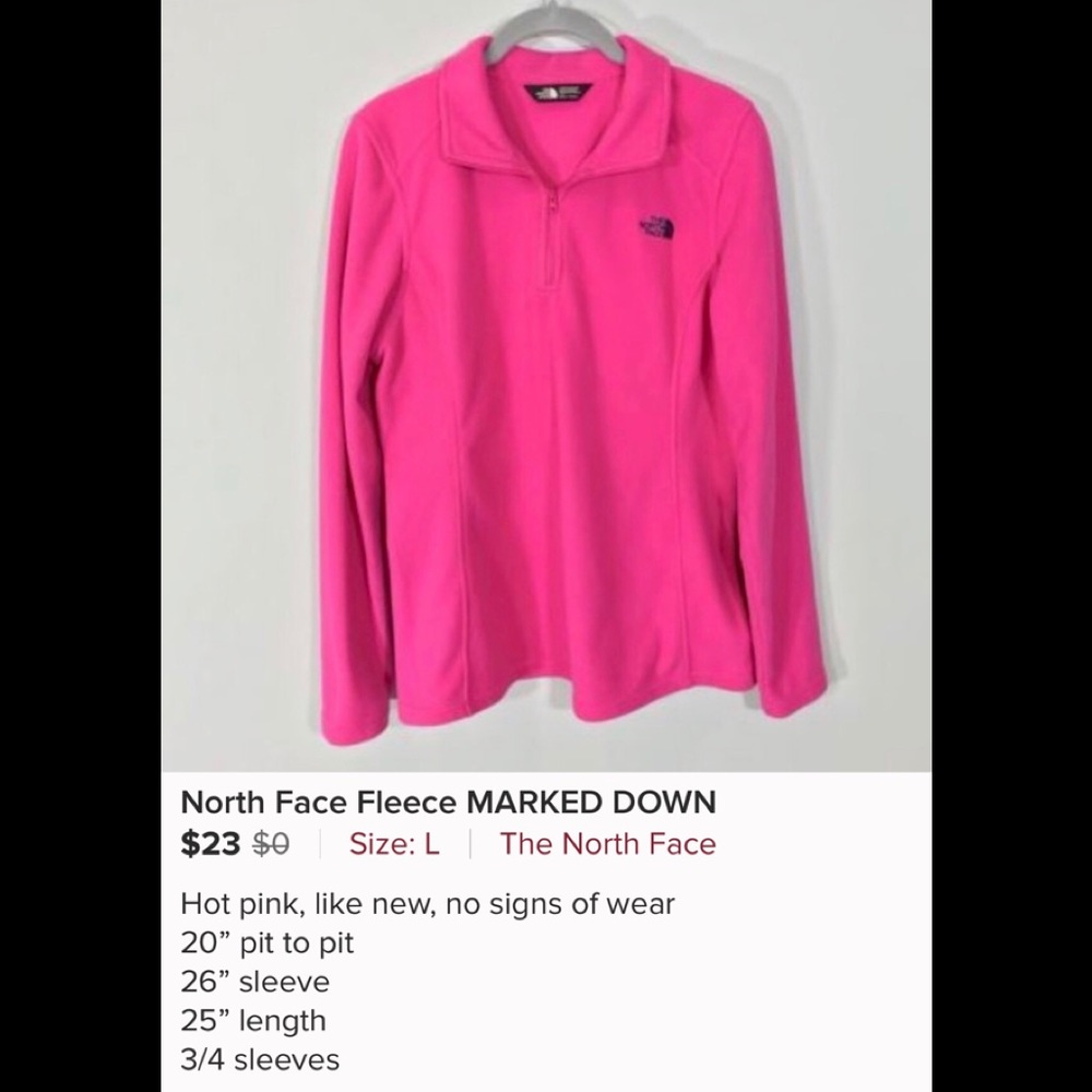 North Face pullover fleece 3/4 zip